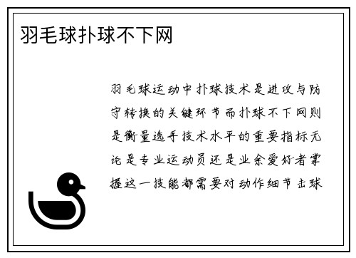 羽毛球扑球不下网